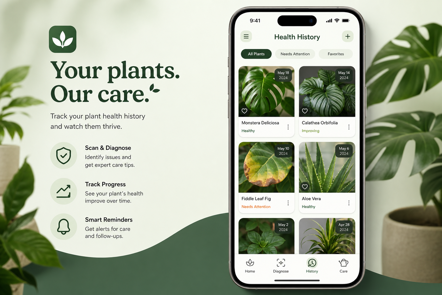 Plant Disease Identifier — saved plant health history